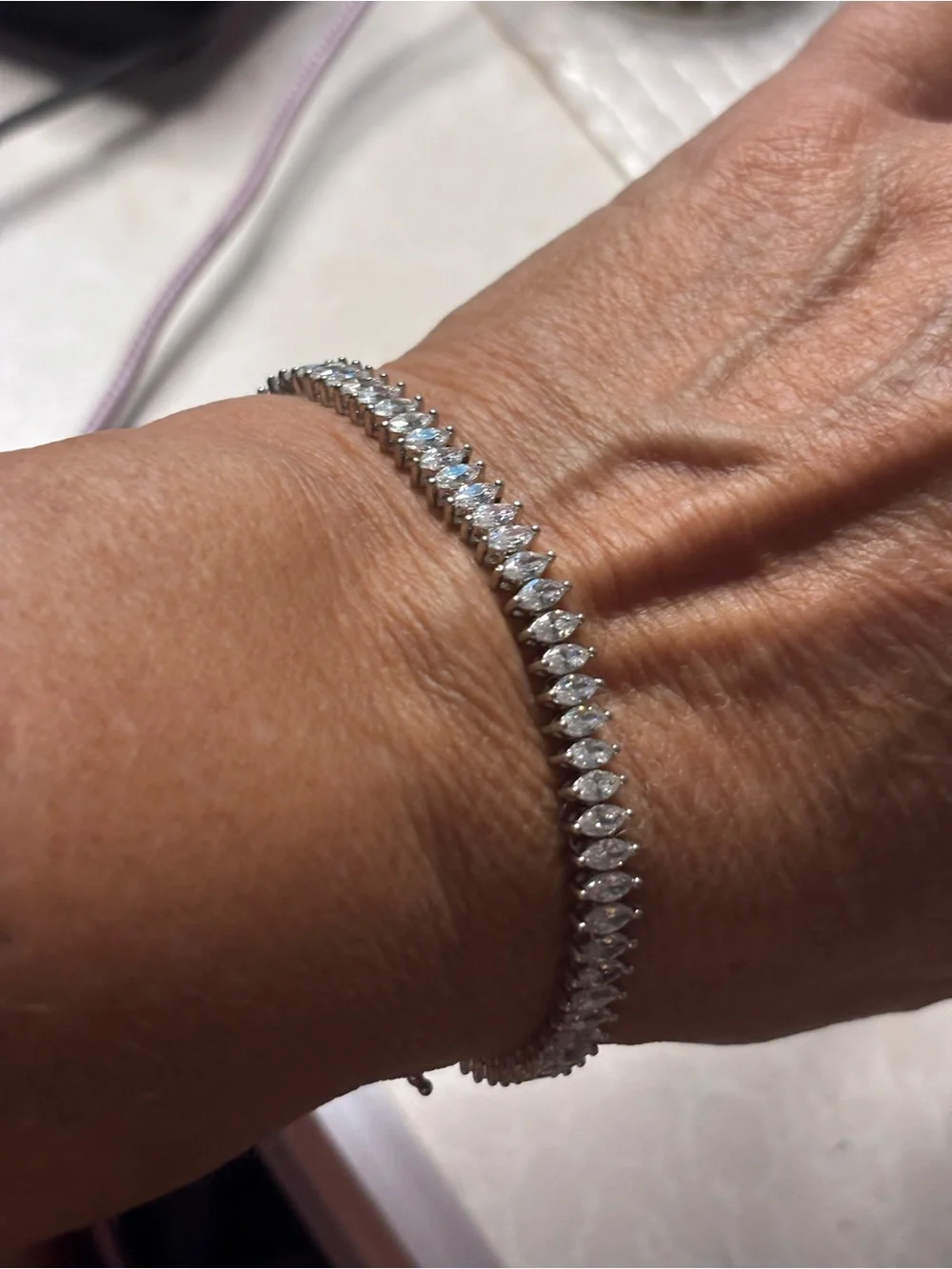 Vintage Tennis Bracelet, Marquis Shaped CZ